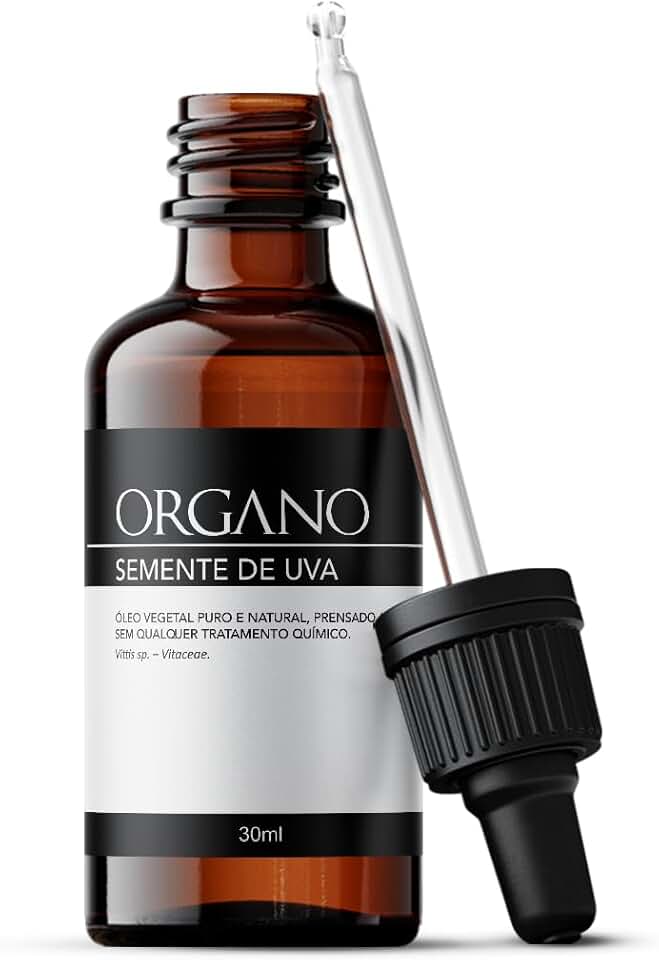 ORGANO Óleo Vegetal de Semente de Uva 100% Puro e Natural - Hidratação Profunda para Pele e Cabelos - 30ml