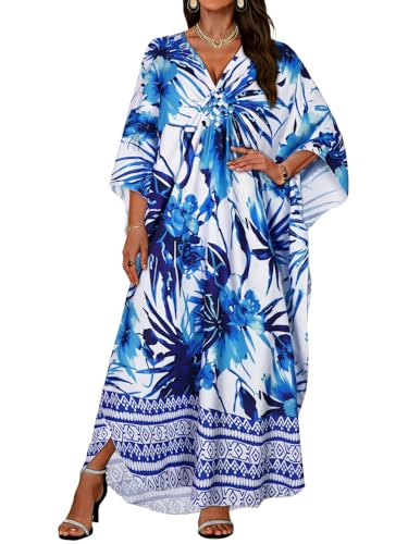 Image of Kaftan Dresses for Women V Neck Caftans Batwing Sleeve Beach Cover Ups