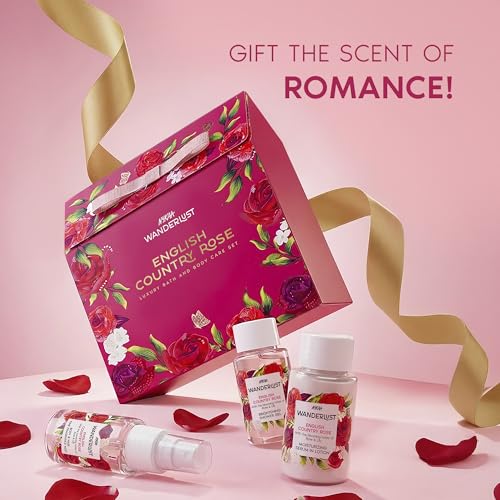 Image of Nykaa Wanderlust English Country Rose Mini Gift Set English Country Rose | EDP, Body Lotion & Shower Gel