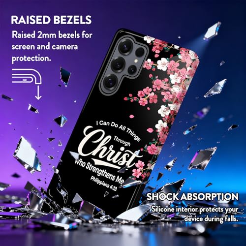 CICPLKSE for Samsung Galaxy S26 Ultra Case, Shockproof Dual Layer Soft TPU + Hard PC Protective Cover, Raised Camera & Screen, Glossy Slim Grip for Women Girls,Floral Christian Quote - image 3