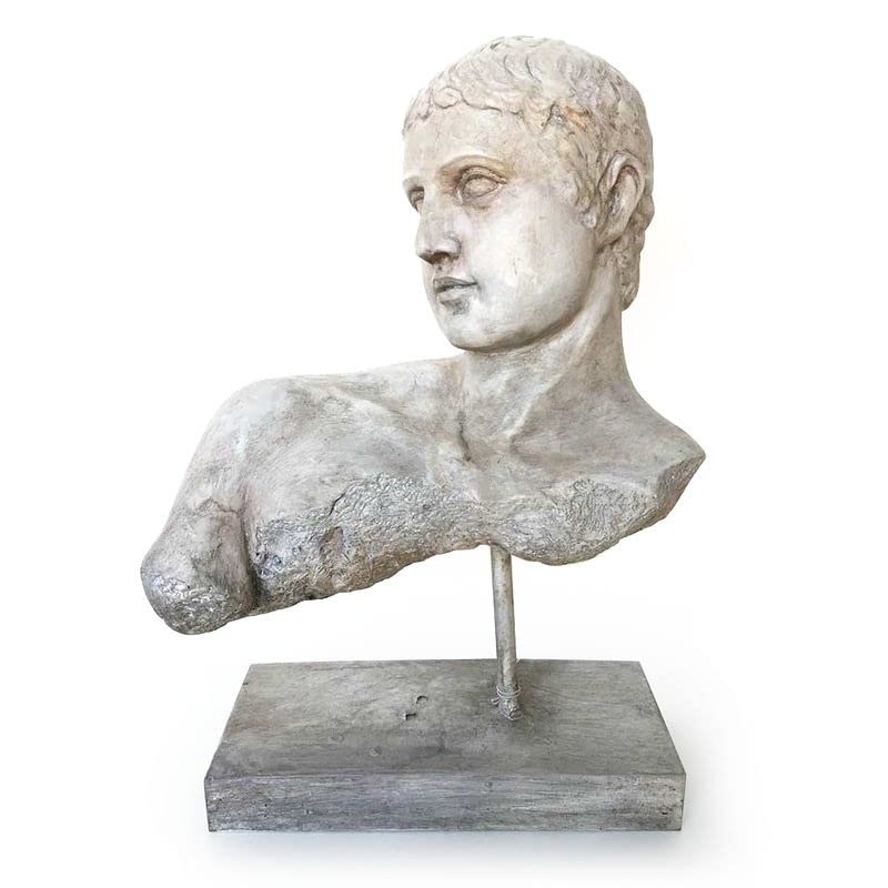 ROCKING GIFTS Figura Decorativa Busto Griego Romano Escultura Clásica Antigua de Resina con Efecto Piedra - Estatua de Dioses de la Mitología para Decoración del Hogar, Salón o Dormitorio - 28 cm