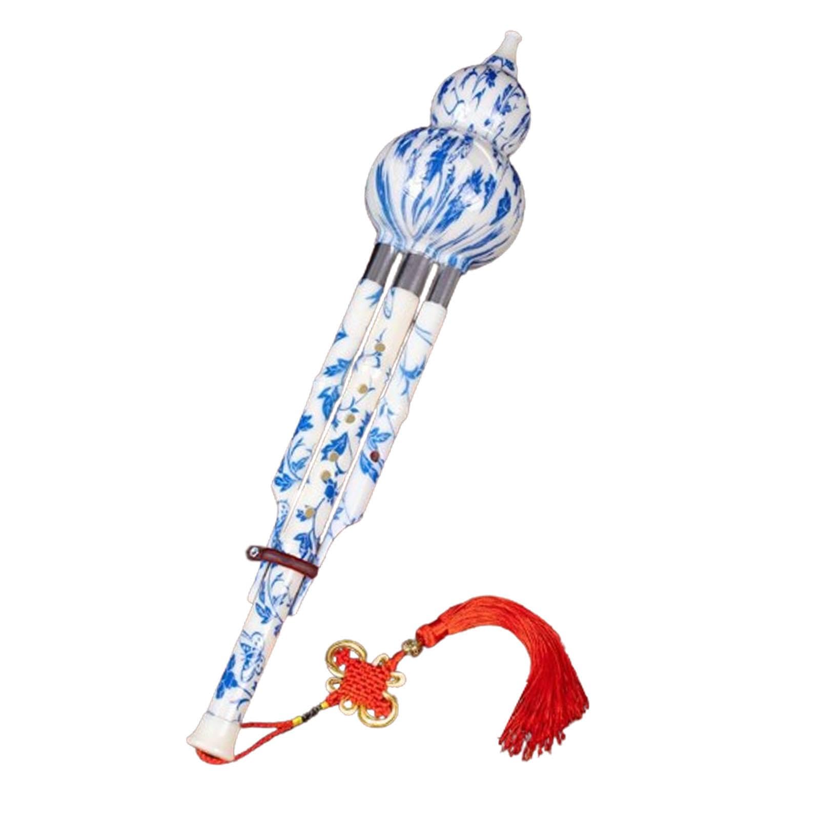 Gourd Hlute Chinese Hulusi Flute with Chinese Knot Hulusi Flute Instrument Traditional for Stage Show Teachers Child, Multicolor C Key