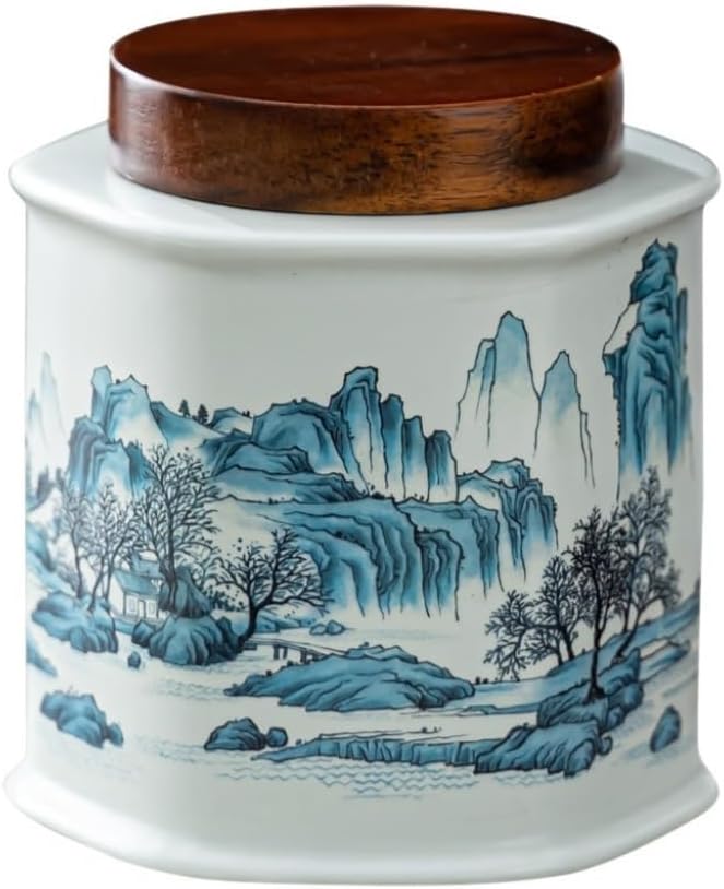SONGCHAO Sugar Jar Ceramic Loose Tea Storage Container Kitchen Food Sealed Jar is Suitable for Holding Coffee Powder, Tea, Sugar, Salt, Etc. Tea Canister (Color : A, Size : Medium)