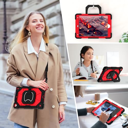 Image of Auizotl Case for iPad 9th /8th /7th Generation 10.2 Inch iPad Case 9th Generation with Screen Protector /Rotate Stand /Pen Holder,Military Grade Shockproof i Pad 9th /8th /7th Gen Cases,Black Red