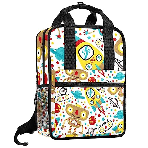 Sac à dos motif robot pour garçons et filles - Cartable d'école multicolore 35 cm