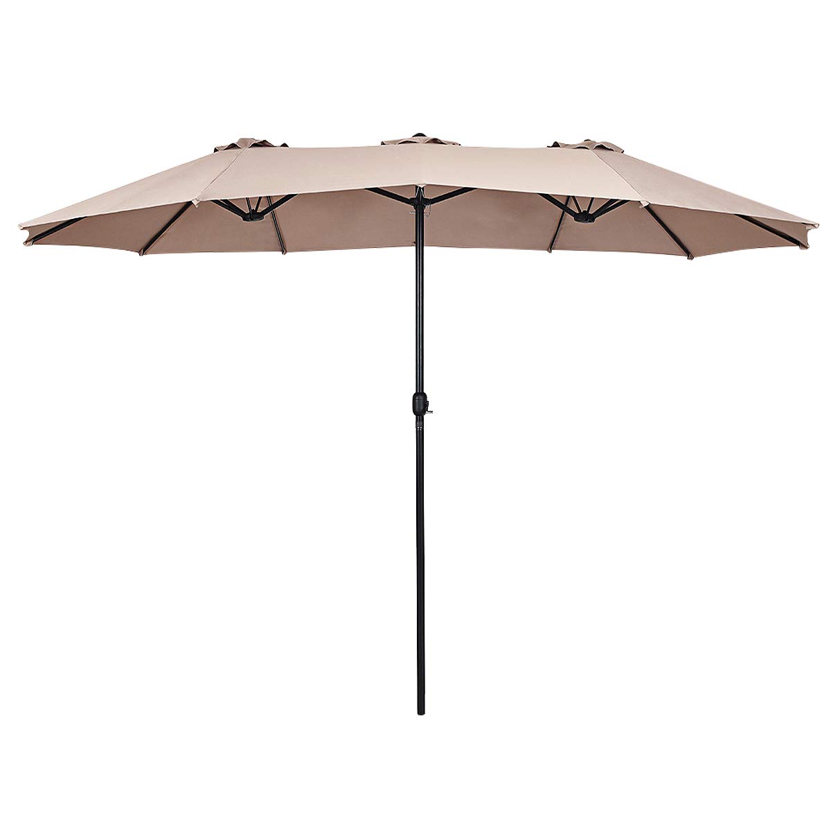 Tangkula 15 Ft Patio Umbrella Double-Sided Outdoor Market Table Umbrella with Crank (Beige)