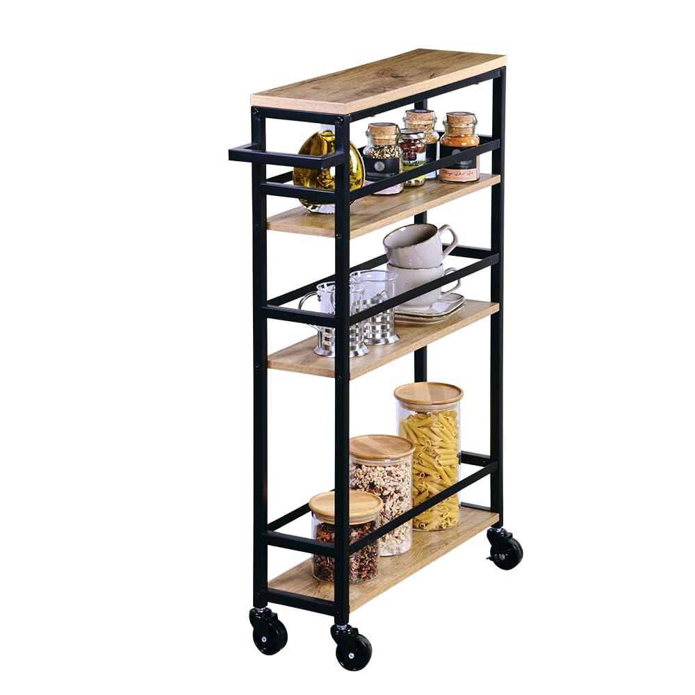 Kesper Niche wagon, material: metal and FSC-certified chipboard, dimensions: W 50 x H 81 x D 15 cm, colour: natural/black, 27842