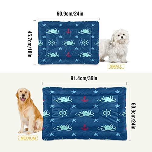 Boccsty Marine Life Octopus Haustierbett, Matte, Seestern, Anker, Helm, Hund, Katze, Kiste, Hundebett, 45,7 x 61 cm, Haustierkissen, Kissen für mittelgroße und kleine Welpen