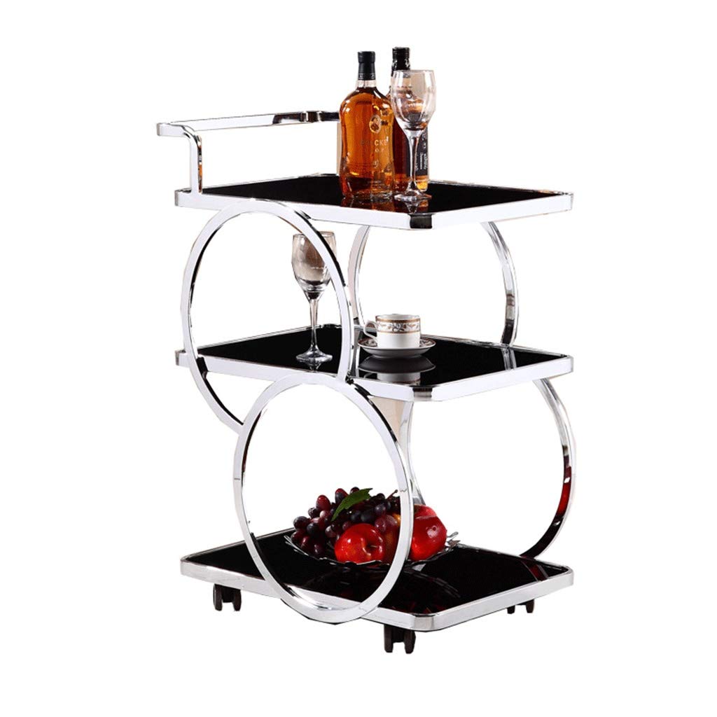 Carrito de té móvil para Hotel/Restaurante con Isla de Servicio de bandejas y Organizador de Almacenamiento, Carrito de Bar y Carrito de Cocina.