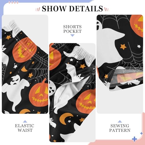 ZZXXB Halloween Devil Cobweb Boys Long Pants Soft Trousers Elastic Waist Kids Lounge Bottoms with Pockets S-XL4