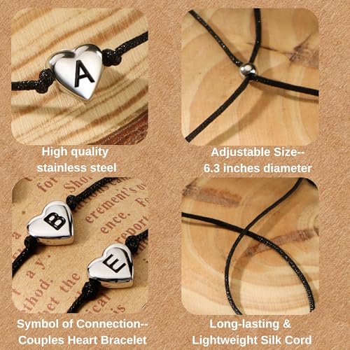 SANNYRA Pinky Promise Bracelet, Couples Bracelets Matching Initial Relationship Boyfriend Gift Stuff, 26 Letters Friendship Bracelet for Her 2 Pieces Bf Gifts4