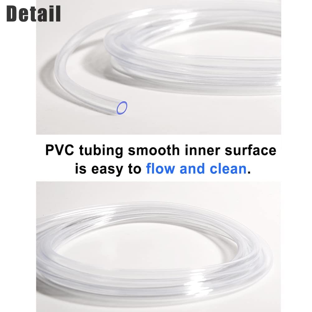 QuQuyi Tubo de vinilo de PVC de grado ligero, 1/4 pulgadas de diámetro interior x 3/8 pulgadas de diámetro exterior, manguera de tubo de vinilo transparente de baja presión, sin BPA, 16.4 pies