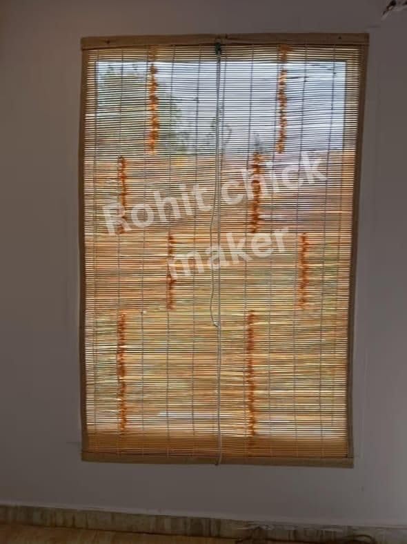 Image of Water Proof Bamboo Curtains for Balcony Roller Rollup Blinds, Bamboo Chick Curtain, for Rain, Sunlight, Dust & Cold Air Protection (Color-Natural,3ft x 7ft (W x H)