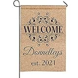 Personalized Garden Flag Vertical Double Sided for Outside. Customized Camping Grandma 4th July Welcome Home Family Photo Graduation Birthday Married Spring Summer Autumn Winter Memorial Initial P (Burlap, 12' x 18')