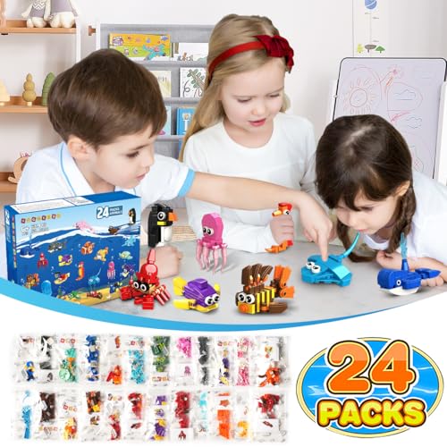 HOGOKIDS 24 Pack Party Favors for Kids Building Set - 629PCS Mini Marine Animals Blocks Toy for Easter Valentines Day Goodie Bag Stuffers Classroom Prizes Gifts fo Kids Boy Girl Student Ages 6-12 by HOGOKIDS - Image 3