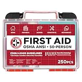 Be Smart Get Prepared OSHA/ANSI First Aid Kit - 50 Person, 250 Pieces - Designed for Home, Business, School, Industrial, and Restaurants - Compact & Portable