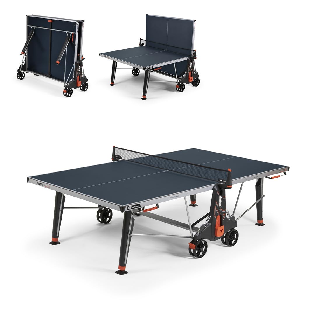 Cornilleau- 500X Outdoor Table de Ping Pong d'Extérieur Loisir - Made in France (Plateau Bleu ou Noir 6mm)