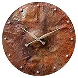 InTheTime 24-inch Copper Wall Clock Round Large Silent Non-Ticking Unique Handmade - 7th Wedding Ann