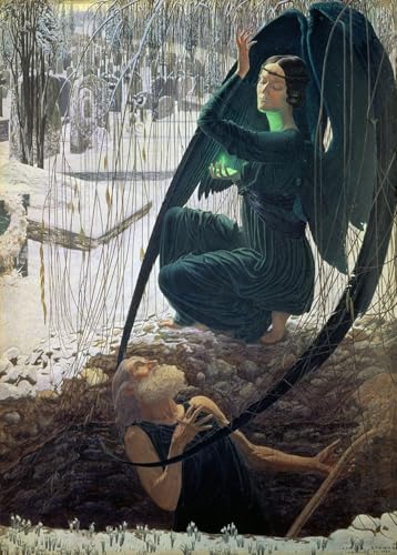 Tableau Carlos Schwabe pour rompre la monotonie d'un mur blanc de chambre 60x90cm