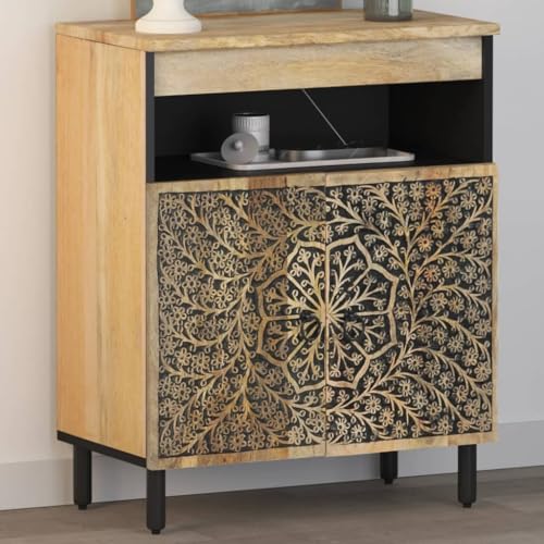 Armario auxiliar de 60 cm de madera maciza de mango con patas de hierro 3