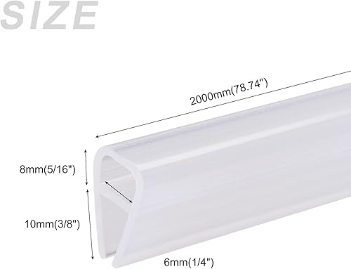 Miniatura 2 de METALLIXITY Tira de sellado de puerta de vidrio (78.74 pulgadas), riel de goteo (516 pulgadas) apta para vidrio (14 de pulgada), tipo U, barrido de