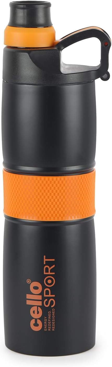 Cello 23 Oz Vacuum Insulated Stainless Steel Water Bottle, Hot & Cold, Sport, Kids, 700 ML, Blue, Thermos, BPA Free, Double Wall Insulation, Anti Drip Lid