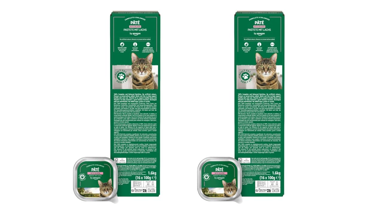 by Amazon Wet Cat Food, Paté with Salmon, 100g, Pack of 32