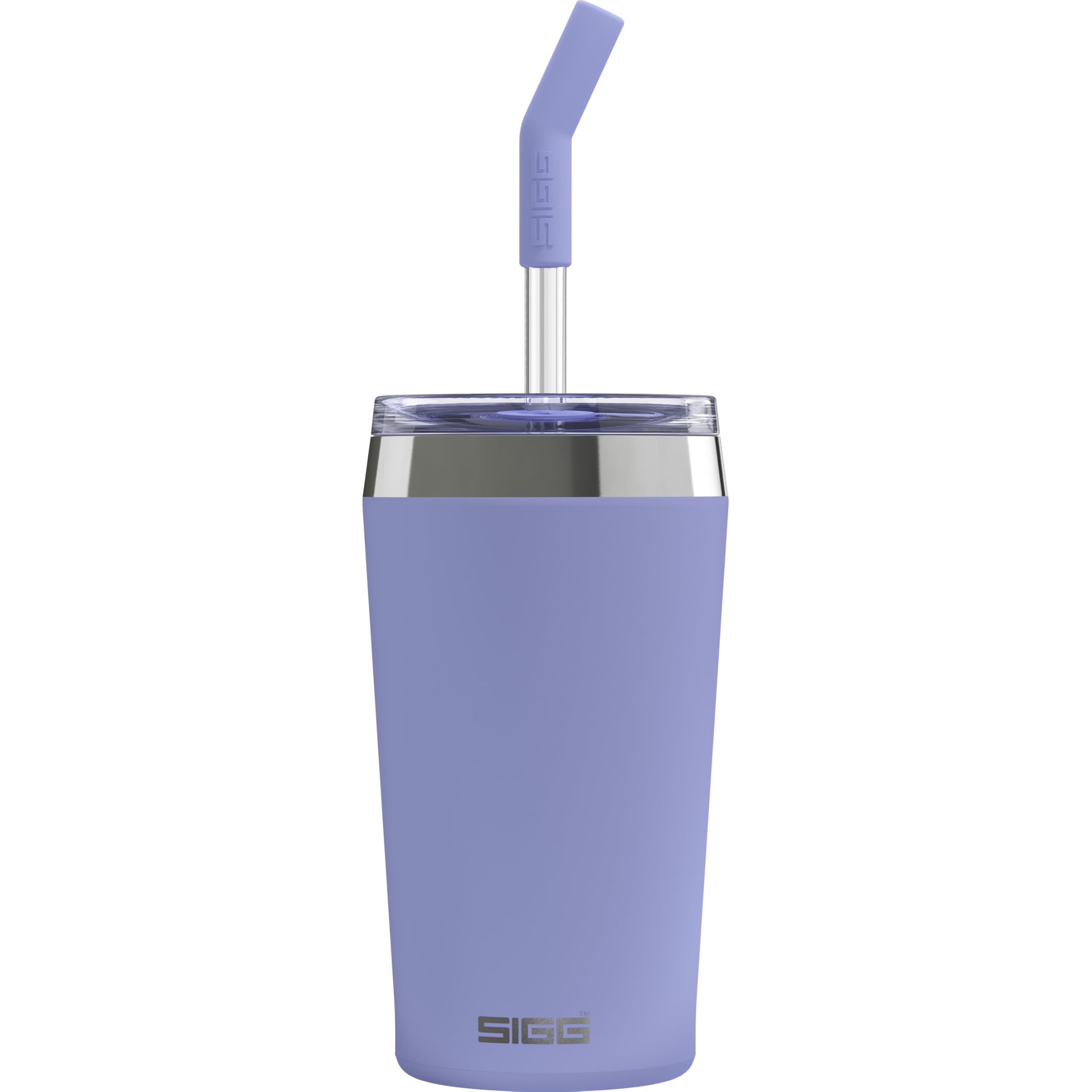 Sigg Helia Travel Mug, Double-Walled Insulated Thermal Cup with Glass Straw, Leakproof Stainless Steel Tumbler for Hot and Cold Drinks