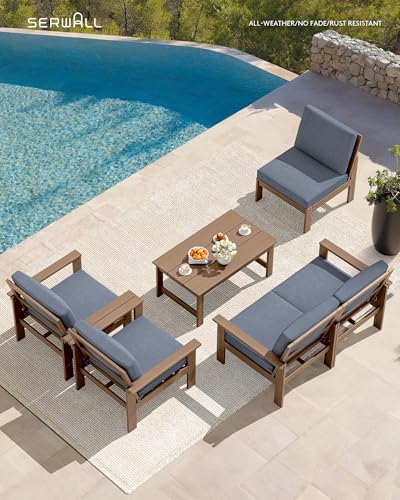 Image of SERWALL HDPE Outdoor Patio Furniture Set with Coffee Table