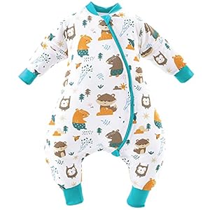 Chilsuessy Baby Sleeping Bag with Feet 2.5 Tog Winter Sleeping Sack with Removable Sleeves Anti Kick Infant Toddler…