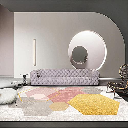 Tapis de salon moderne géométrique rouge et or 60x90cm - 2