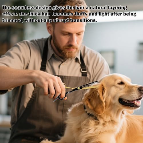 1 Stk Effilierschere Hund,Hunde Schere,Effilierschere,AusdüNnschere,Schere Hundehaare Schneiden,Fellschere Hunde,Hundescheren Set,Gebogene Schere FüR Hunde