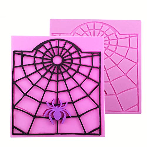 HengKe 2 Piece Spider Web and Spider Silicone Moulds Halloween Party Cake Decoration for Cake Decoration Sugarcraft Cupcake Chocolate, Pastry, Epoxy Resin