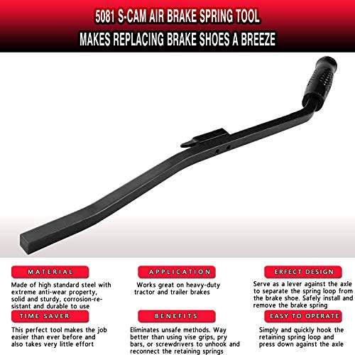 Fayedom 5081 S-Cam Air Brake Spring Tool, Replace Brake Shoes On Heavy-Duty Tractors and Trailers …