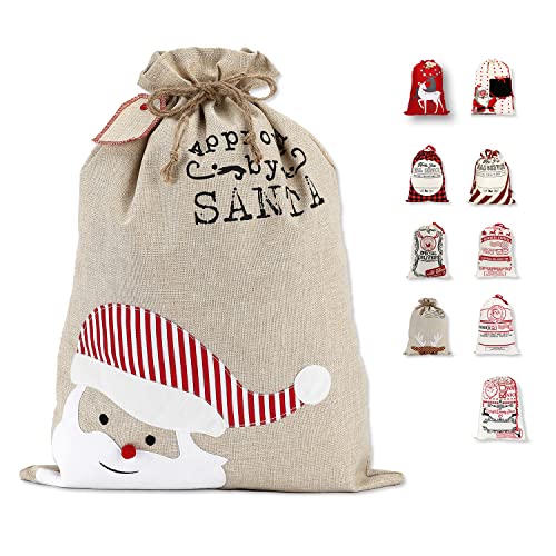 LessMo Großer Santa Weihnachtssack, Weihnachten Tasche Weihnachtsmannsack mit Kordelzug, [Ort zum Schreiben von Wünschen] Santa Sack Xmas Geschenk Packtaschen für Weihnachtsfeier Dekoration