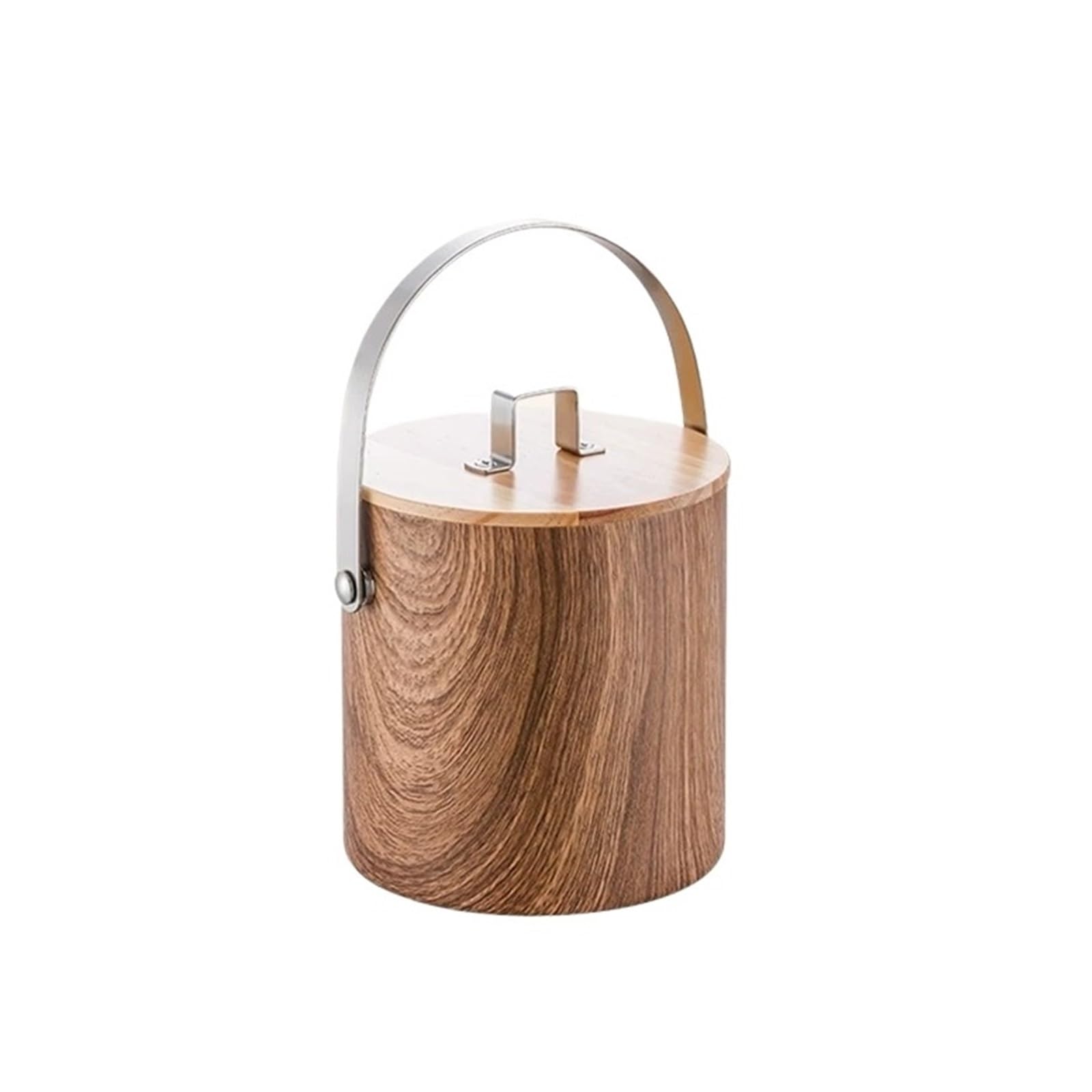 FZL02068LM Ice Bucket Double Walled Peachwood Grain Ice Bucket With a Wooden Lid and Handle Wine Cooler
