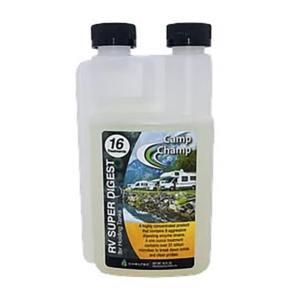 Camp Champ RV Super Digest | RV Advanced Holding Tank Treatment | ECO-Friendly Strongest Enzyme Blend | Eliminate Tough Clogs | Liquifies Organic Waste | 16 oz Bottle