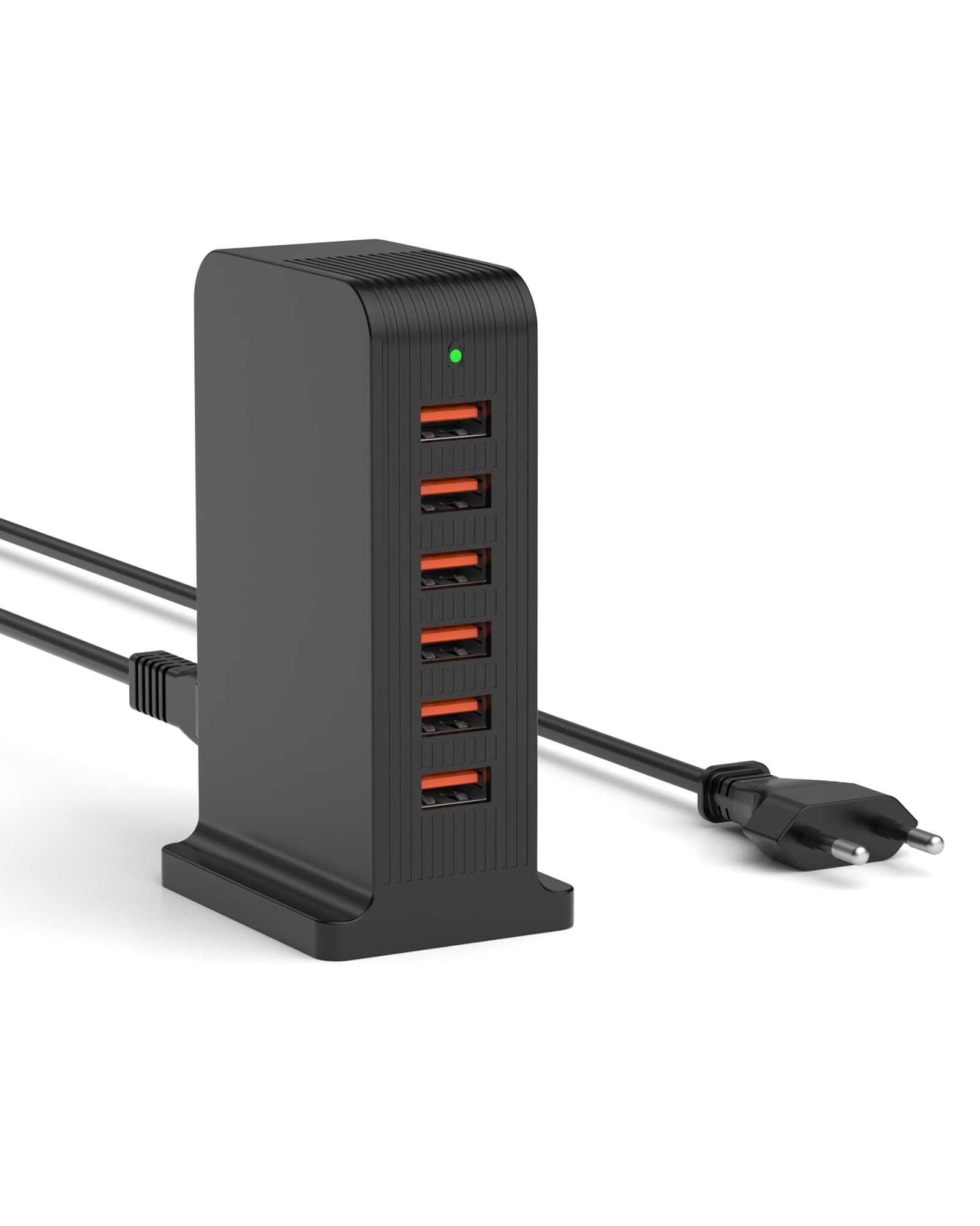 POANES 50W USB Ladestation Mehrfach,6-Port USB Ladegerät Tower mit Smart IC,Schnellladestation für iPhone 17 16 15 14 13 12 Pro Max, iPad, Samsung S23 S22(50W Black)