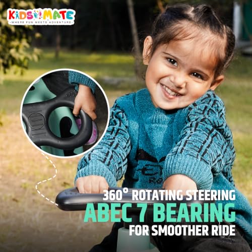 Kidsmate Drift Swing Car for Kids - Ride-On Toy with PU Wheels, Non-Slip Pedals, and 360° Rotating Steering for Easy Navigate The Car for Ages 3 and Up -Sea Green - Image 4