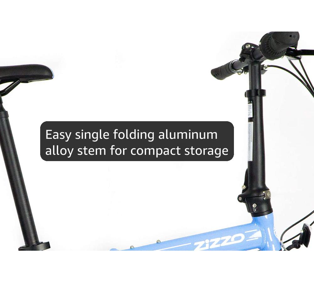 ZiZZO Via 20” Folding Bike-Lightweight Aluminum Frame Genuine Shimano 7-Speed 26lb