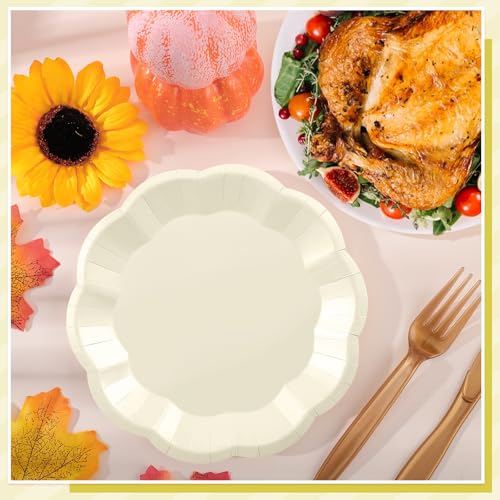 Image of NatNarr 30pcs Ivory Paper Plates 7 In Small Cream Paper Plates Disposable Beige Wedding Plate Dessert Cake plate for Wedding, Birthday, Baby Shower (Pack of 2)