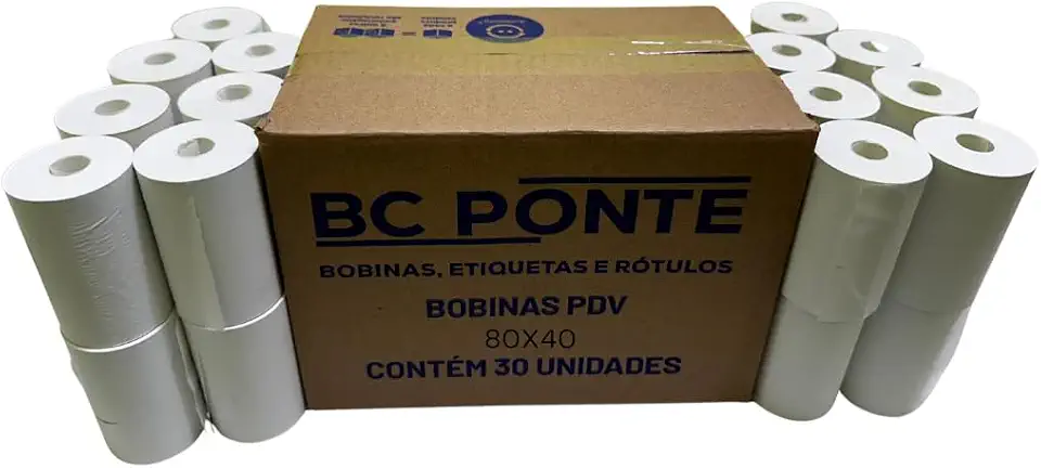 Bobina térmica 80x40 para cupom fiscal de 40 metros com 30 rolos