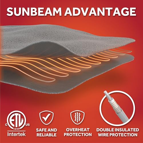 Image of Sunbeam Electric Throw Royal Mink Sherpa Heated Blanket, 4 Heat Settings, 4-Hour Auto Shut-Off, Fast Heating, Luxurious and Ultra Comfy, Botanical Green Color, 50 inch x 60 inch