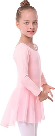 danswan Long Sleeve Ballet Skirted Leotards Dance Dresses Tutu Outfit for Ballerina Toddler Girls