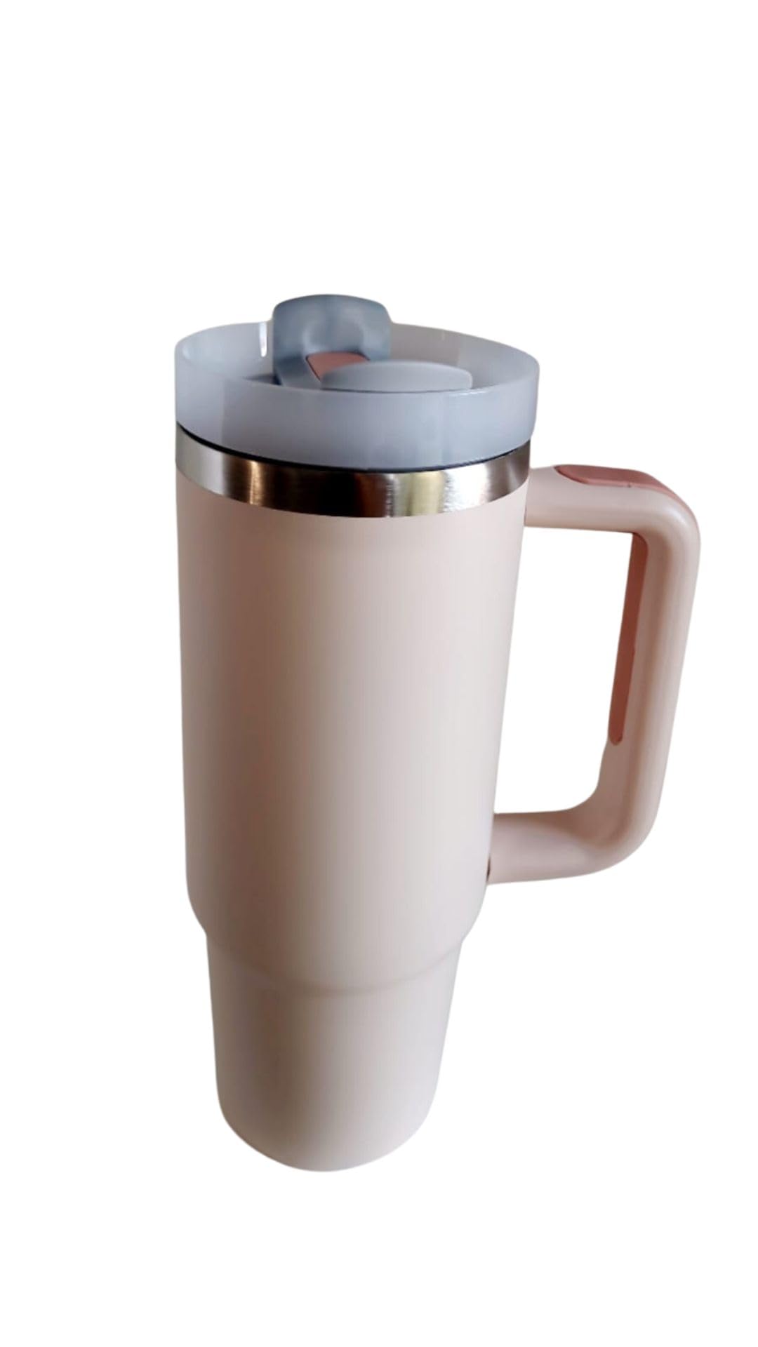 AASSH 30oz Premium Quality Stainless Steel Tumbler with Handle, Lid and Reusable Straw Keep Your Drinks Cold or Hot for Hours,Camping,Hiking,Travel Flask Car Coffee Mug 850ML (Rose Quartz)