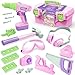 Kids Tool Set, Girls Tool Set Pretend Play Construction Toy Tool with Tool Box, Toddler Tool Set with Electric Toy Drill for Toddler Boy Girl Kid Child Tool Toy Pink Ages 3+
