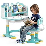 TAKEAUFLY Kids Desk and Chair Set, Height Adjustable Study Desk for Kids Ages 3–12, Ergonomic School Writing...