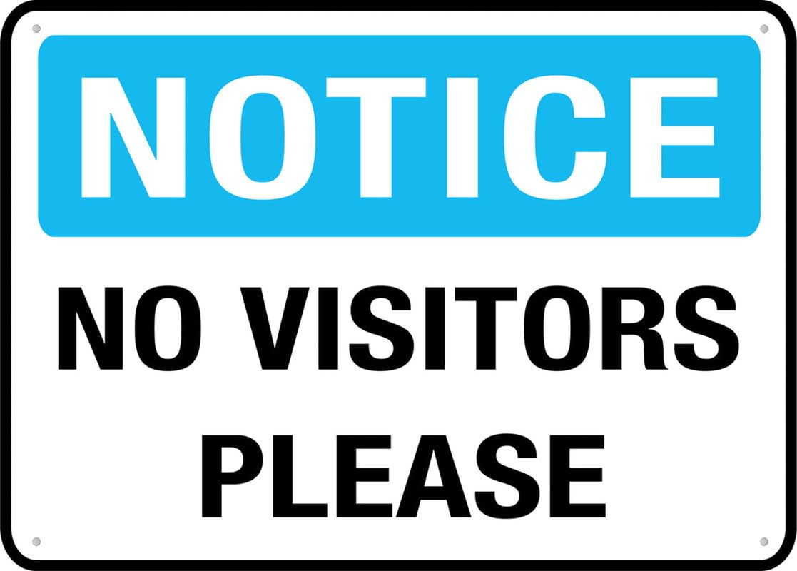 Notice No Visitors Please Aluminum Metal Sign 12"x8" Rust-Free Pre-Drilled Holes Weather Resistant For Home/Office/Business/Yard Use