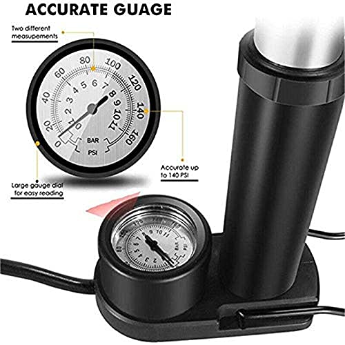 Pompe à vélo à pied avec jauge air évite usure pneu électrique - 3