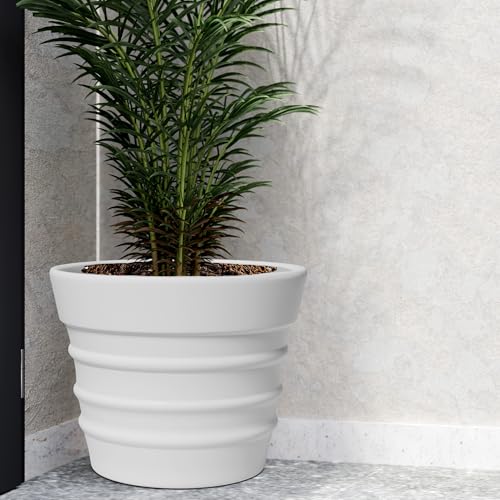 Image of YUCCABE ITALIA Fox B BR 21 Inch White Planter Pot Large Decorative Flower Pot for Garden & Terrace